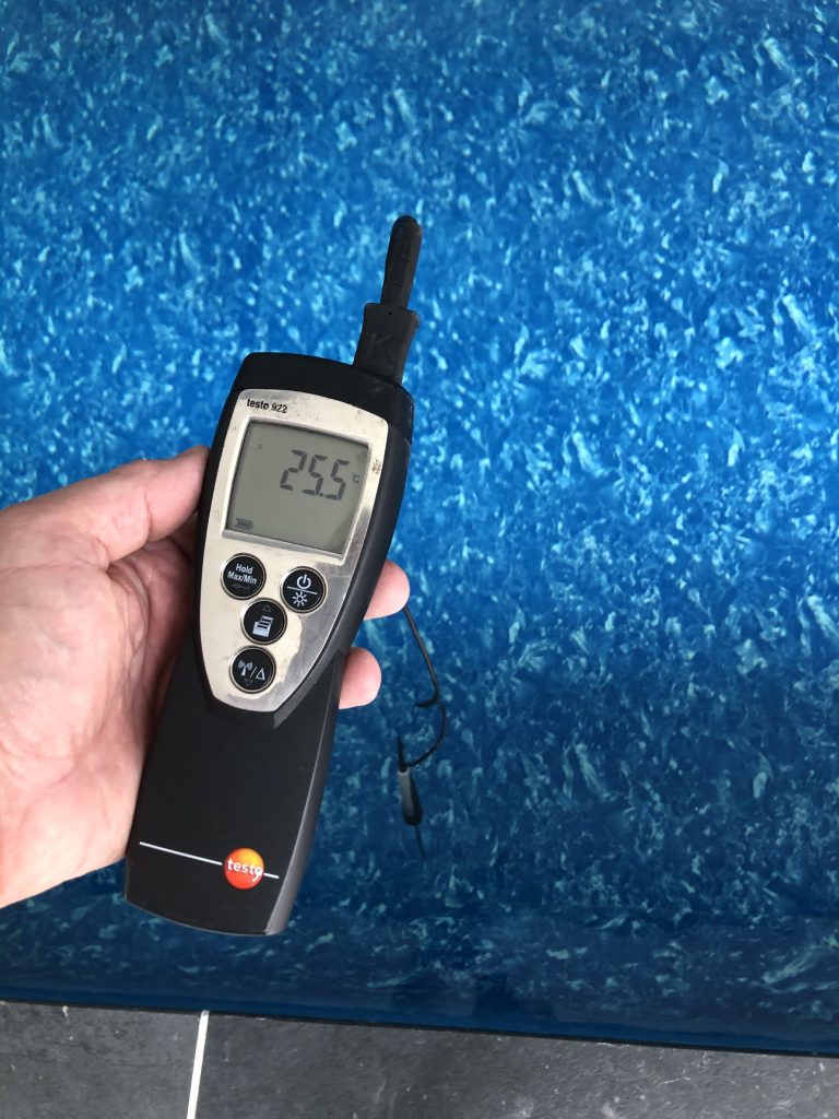 Pool water temperature checks for calibration of system thermostats
